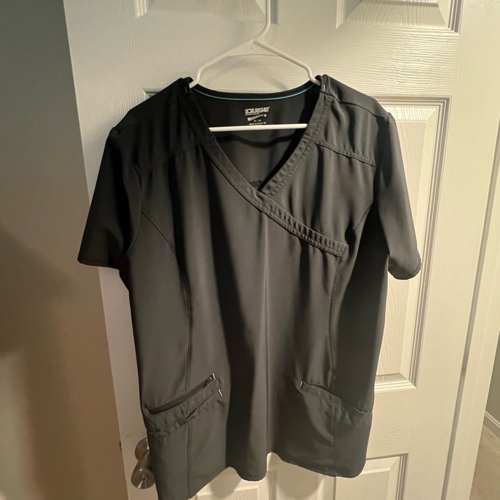 Grey Scrub Star Scrub Top